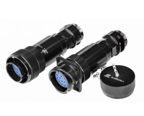 鐵路專用圓形電連接器16芯插頭&插座JL焊接180°帶防塵蓋卡扣連接