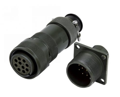 JY電連接器公母對接18殼體10芯直式螺紋連接插頭插座4孔法蘭