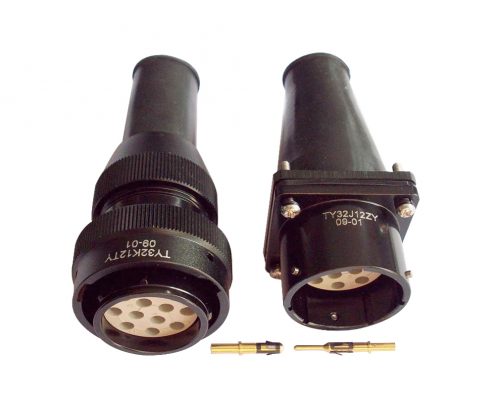 TY圓形連接器32殼體10芯直式插頭插座4孔法蘭壓接卡口連接公母對接牽引連接器