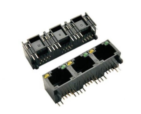 RJ45帶燈全塑3連體1*3帶燈非屏蔽網(wǎng)絡插座8P8C