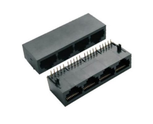 RJ45母座不帶燈單層非屏蔽塑料1*44口網(wǎng)絡連接器不帶燈