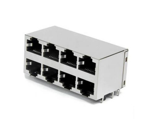 RJ45雙排16口-2x4平彈90度無燈屏蔽網(wǎng)絡(luò)插座國標(biāo)耐高溫連接器接口