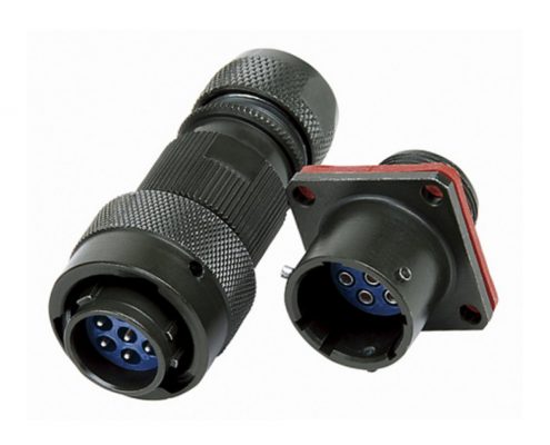 軌道交通電連接器QS系列7芯公母對接插頭插座4孔法蘭直式18殼體卡口連接連接器