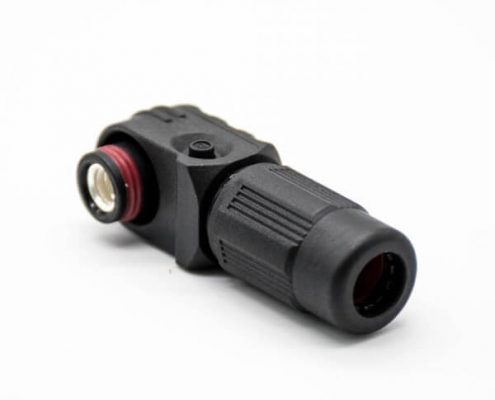 高壓連接器彎式6mm插頭插座IP65 100A黑色帶孔銅牌