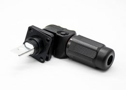 儲(chǔ)能連接器IP65彎式黑色120A帶孔銅牌6mm插頭插座一對(duì)