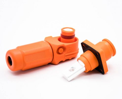 新能源汽車(chē)換電連接器彎式60A插頭插座6mm橙色I(xiàn)P65防水連接器