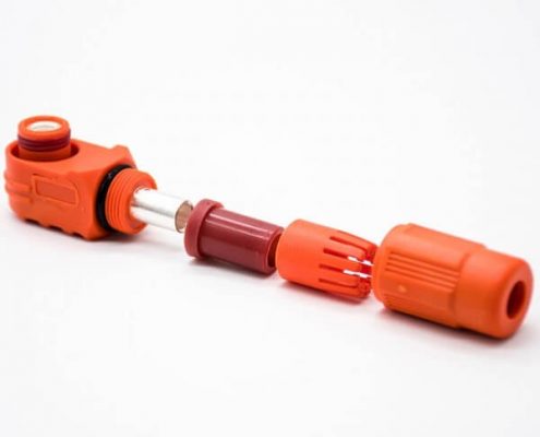 新能源高壓防水大電流連接器100A彎式6mm橙色I(xiàn)P65插頭插座一對(duì)