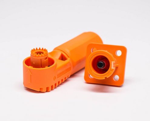 單芯防水連接器IP67橙色彎式6mm70A帶孔銅牌公母對(duì)接