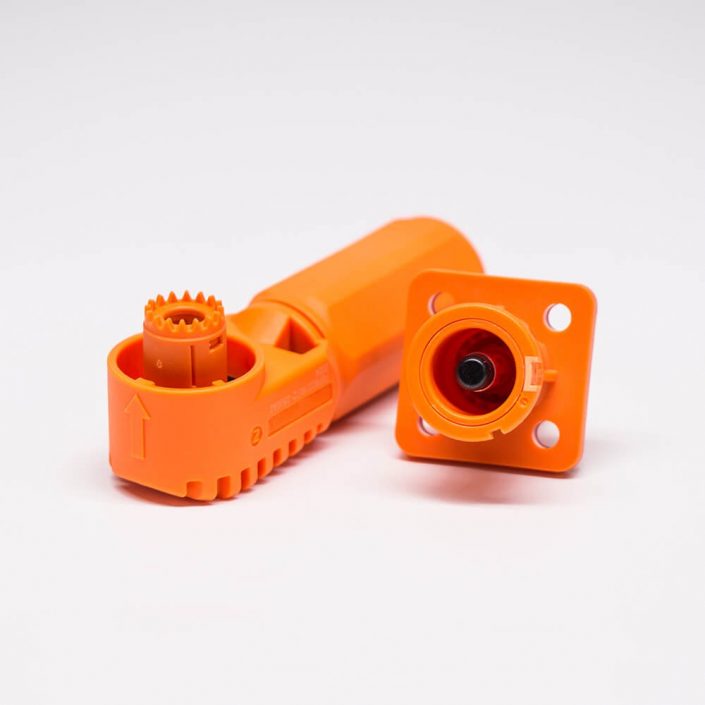 RHT-1P-6O-RW&RHT-1S-6O-BL-LW_1 單芯防水連接器IP67橙色彎式6mm70A帶孔銅牌公母對接