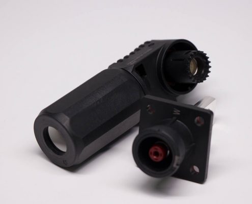 高壓大電流連接器彎式8mm黑色插頭插座一套對(duì)接款250A