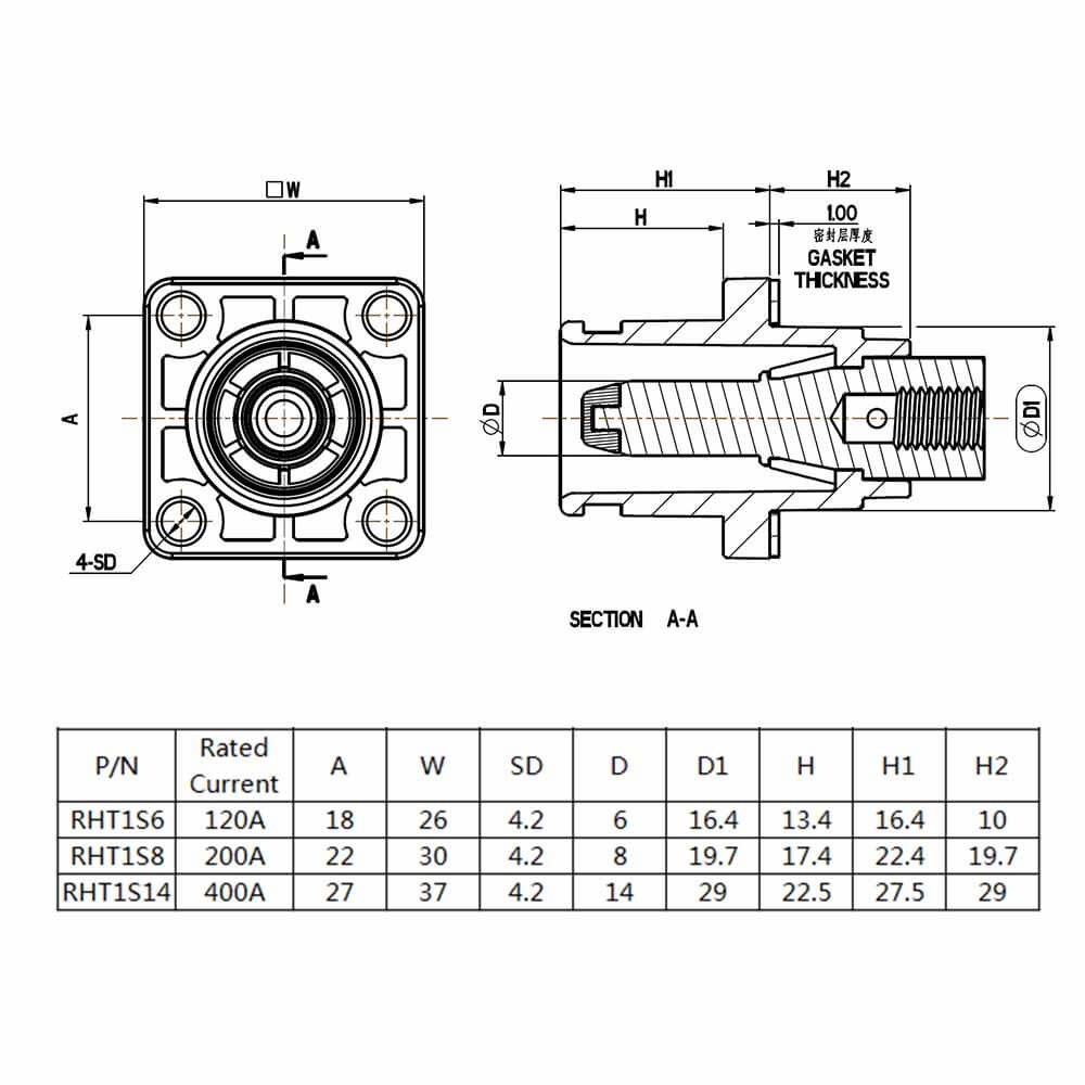 RHT-1P-8O-C50-R&RHT-1S-8O-BL-L_5 新能源汽車換電連接器彎式8mm橙色IP65 200A插頭插座對接款
