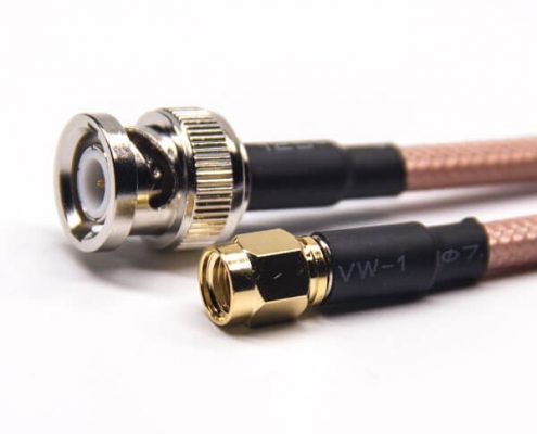 BNC線接口公頭直式轉(zhuǎn)SMA反極公頭直式RF同軸線材接RG142