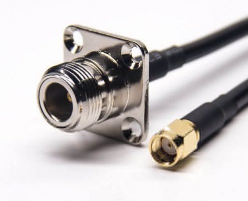 N型頭母頭直式法蘭安裝轉SMA反極公頭直式同軸線纜接RG223 RG58