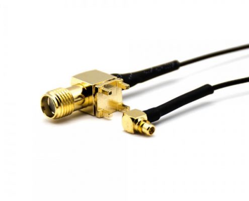 MMCX轉(zhuǎn)接SAM公頭轉(zhuǎn)公頭彎式PCB板插孔接線連接器1米