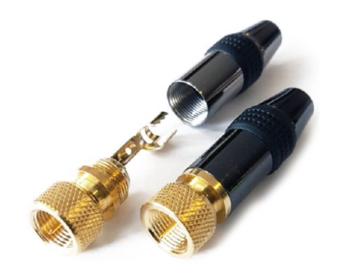 F公頭直式鍍金鎖接線(xiàn)材鍍黑鎳外殼