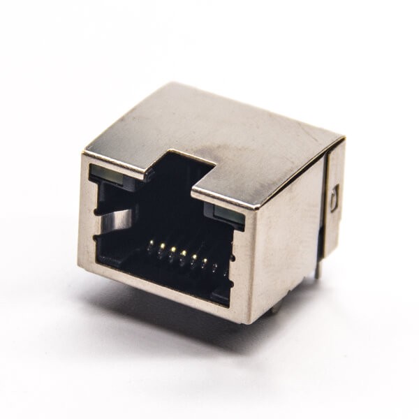 rj45網(wǎng)絡接口+8p8c彎式母座插PCB板帶燈帶彈片