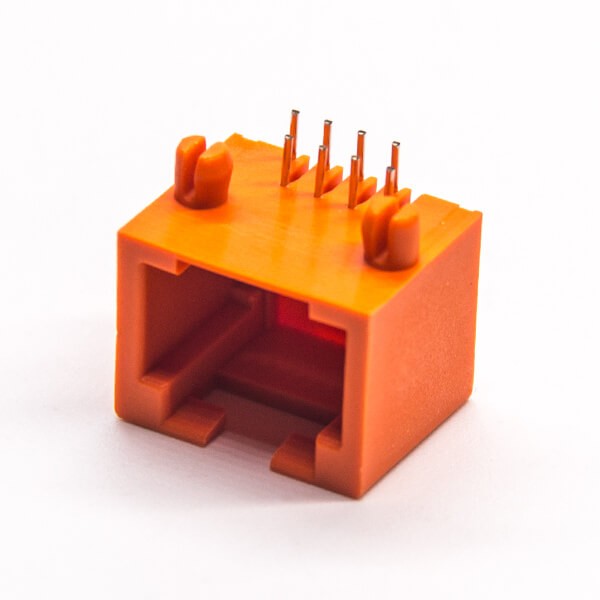 rj45網(wǎng)絡插座彎式插板橙色全塑外殼8p8c插板非屏蔽