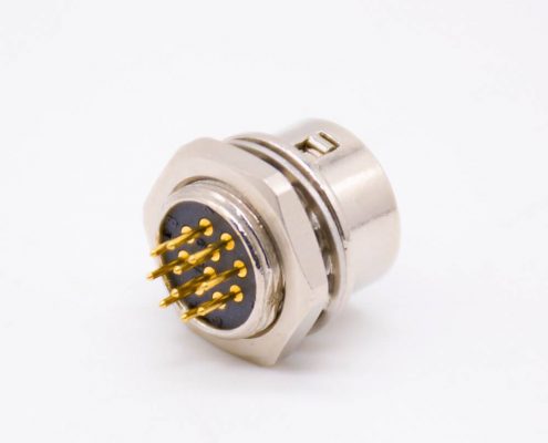 HR10圓形連接器10芯母孔型插座直式PCB穿孔后鎖板HR10