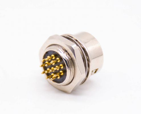 12芯公插座PCB焊板后鎖板安裝HR10系列微型推拉自鎖連接器